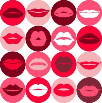Flat design of lips. Seamless pattern of icon. Stock Illustration