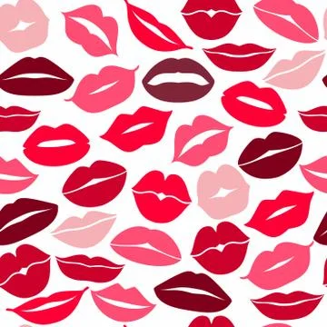 Flat design of lips. Seamless pattern of icon. Stock Illustration