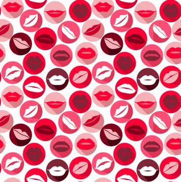 Flat design of lips. Seamless pattern of icon. Stock Illustration