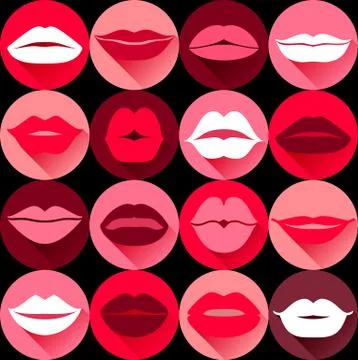 Flat design of lips. Seamless pattern of icon. Stock Illustration