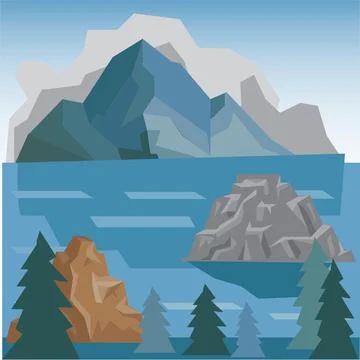 Flat Design Low Poly Landscape Stock Illustration