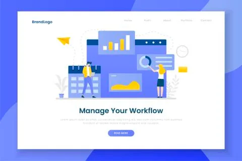 Flat design manage your workflow landing page concept Stock Illustration