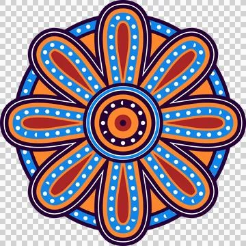 Flat design mandala is being shown with transparent background, dotted rings and Stock Illustration