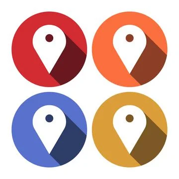 Flat design map marker icon with long shadow. 10 EPS Stock Illustration