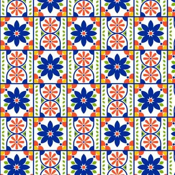 Flat design mexican talavera pattern Stock Illustration
