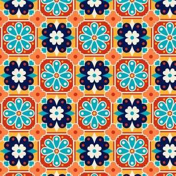 Flat design mexican talavera pattern Stock Illustration