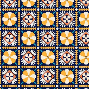 Flat design mexican talavera pattern Illustrazione stock