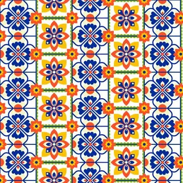 Flat design mexican talavera pattern Stock Illustration