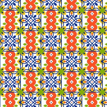 Flat design mexican talavera pattern Stock Illustration