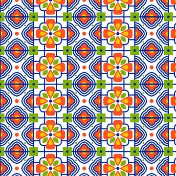 Flat design mexican talavera pattern Stock Illustration