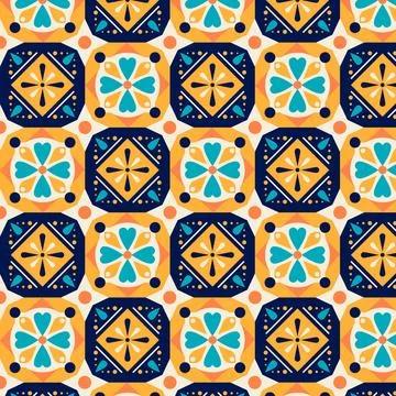 Flat design mexican talavera pattern Stock Illustration