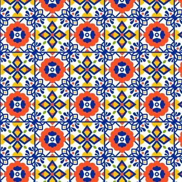 Flat design mexican talavera pattern Stock Illustration