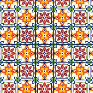 Flat design mexican talavera pattern Illustrazione stock