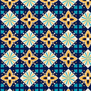 Flat design mexican talavera pattern Stock Illustration