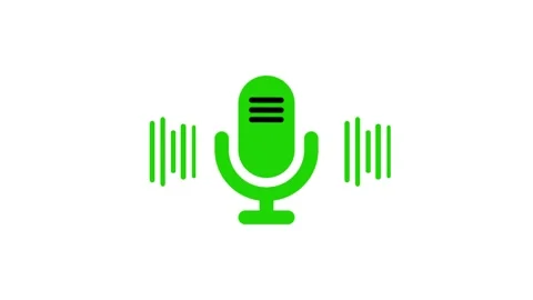 Flat Design Microphone with Simple Frequency Wave Animation, Minimalist Mic.. Stock Footage 311735443