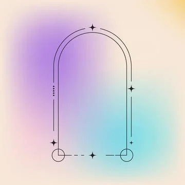 Flat design minimalist linear frame with fluid pastel gradient Stock Illustration