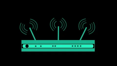 Flat Design Minimalist Router Animation with Radiating Wi-Fi Signal Lines Stock Footage 316715928