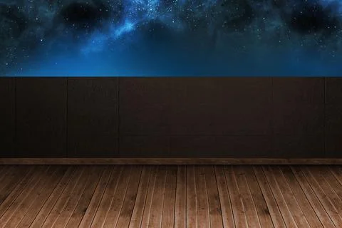 Flat design minimalist stage interior is showing wooden planks and dark wall Stock Illustration
