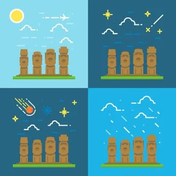 Flat design of Moai Chile Stock Illustration