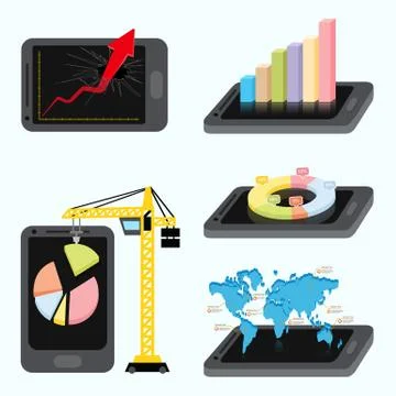 Flat design - mobile application statistics concept Stock Illustration