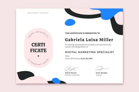 Flat design modern certificate template Stock Illustration