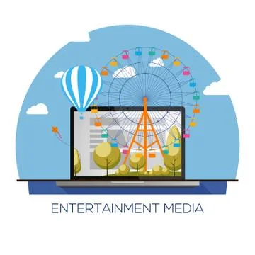 Flat design modern illustration concept of entertainment internet media Stock Illustration