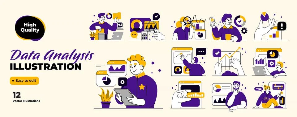 Flat Design Modern Illustration of Data Analysis Stock Illustration