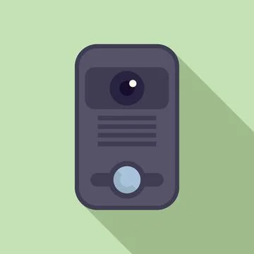 Flat design modern intercom on green wall background Illustrazione stock