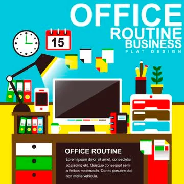 Flat design for modern office interior concepts Stockillustratie