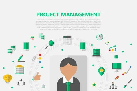 Flat design modern vector illustration concept of project management Stock Illustration