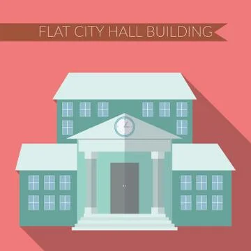 Flat design modern vector illustration of city hall building icon, with long  Stock Illustration