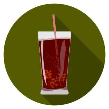 Flat design modern vector illustration of cold drink icon with long shadow, i Stock Illustration