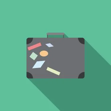 Flat design modern vector illustration of traveling bag icon with long shadow イラスト素材