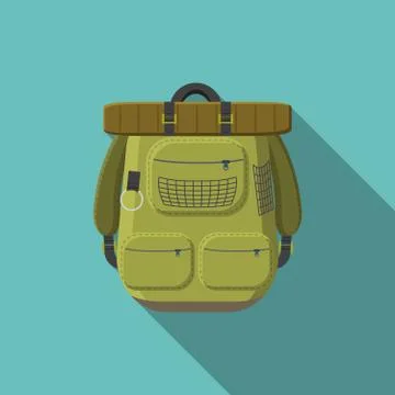 Flat design modern vector illustration of tourist backpack icon, camping and  스톡 일러스트