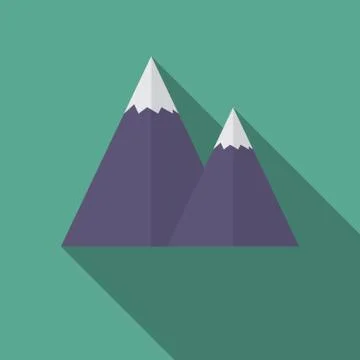 Flat design modern vector illustration of snow caped mountain icon, with long Stock Illustration