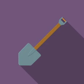 Flat design modern vector illustration of shovel icon, camping and gardening  Stock Illustration