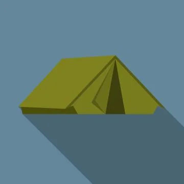 Flat design modern vector illustration of tent icon, camping and hiking equip Stock Illustration