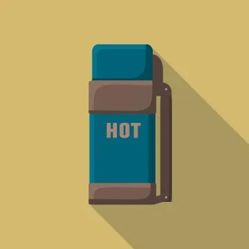 Flat design modern vector illustration of thermo container icon, camping and  Stock Illustration