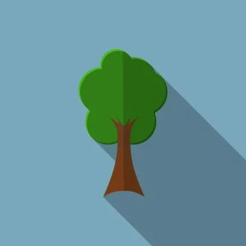 Flat design modern vector illustration of tree icon, with long shadow 스톡 일러스트