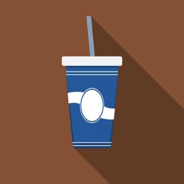 Flat design modern vector illustration of drink icon with long shadow Stock Illustration