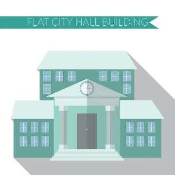 Flat design modern vector illustration of city hall building icon, with long  Ilustración de archivo
