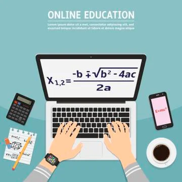 Flat design modern vector illustration concept of online education Stock Illustration
