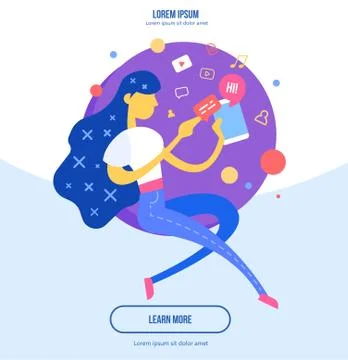 Flat design modern vector illustration concept of social media technology. Sm Stock Illustration