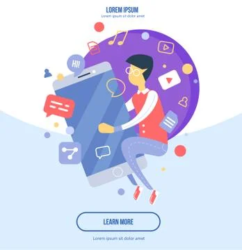 Flat design modern vector illustration concept of social media technology. Stock Illustration