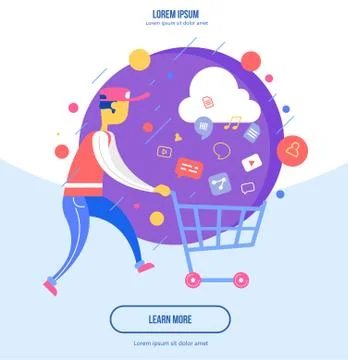 Flat design modern vector illustration concept of Internet marketing. Stock Illustration