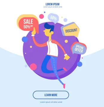 Flat design modern vector illustration, concept of internet marketing. Stock Illustration