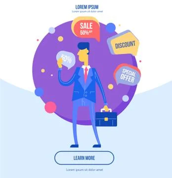 Flat design modern vector illustration, concept of internet marketing. Stock Illustration