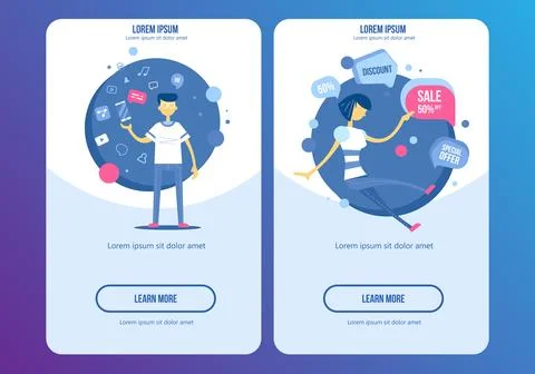 Flat design modern vector illustration concept of social media technology. .. Stock Illustration