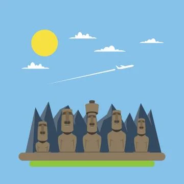 Flat design of Moei statues Stock Illustration