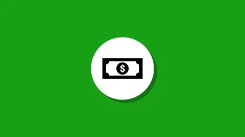 Flat design money banknote icon animation on green background with white ci.. Stock Footage 329272640